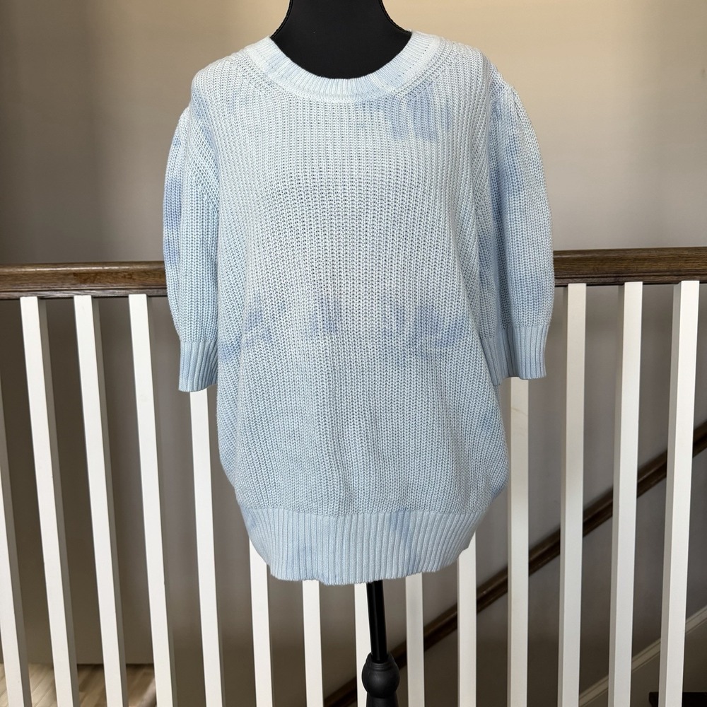 Lucky Brand NWT Chunky Short Sleeve Knit Sweater Womens 2XL Tie Dye Cottage